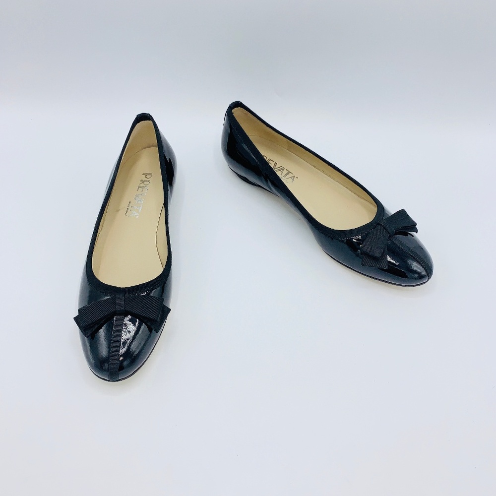 Prevata RUE Women's Patent Leather Bow Ballet Flat
